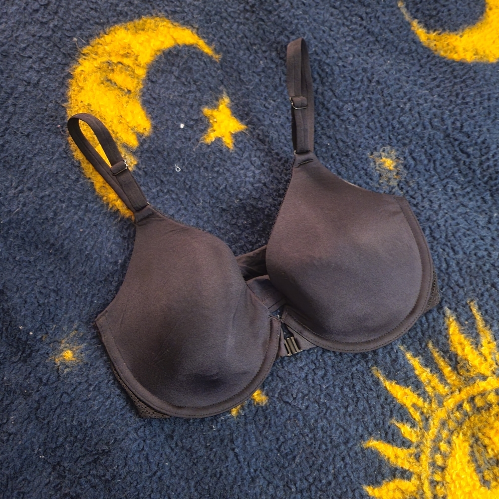 Casual Sexy Black Bra Front Snap, Adjustable